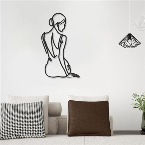 Metal Wall Art Set of 2 Abstract Woman Modern Minimalist Home Decor Black Art - Picture 2 of 8